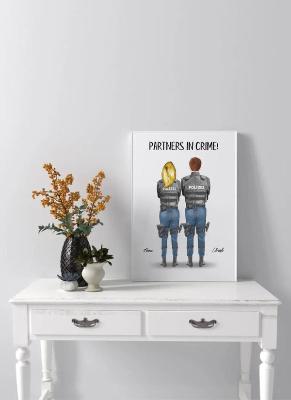Polizei Paar Uniform - personalisiertes Clipart Poster Personalisiert mit Namen - MyMagicMemory DE