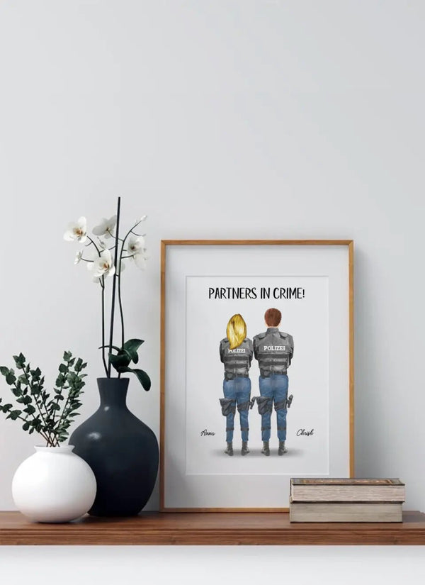 Polizei Paar Uniform - personalisiertes Clipart Poster Personalisiert mit Namen - MyMagicMemory DE