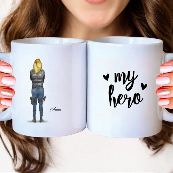 Polizistin Clipart Tasse Personalisiert mit Namen - MyMagicMemory DE