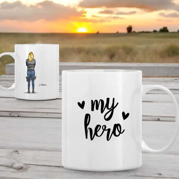 Polizistin Clipart Tasse Personalisiert mit Namen - MyMagicMemory DE