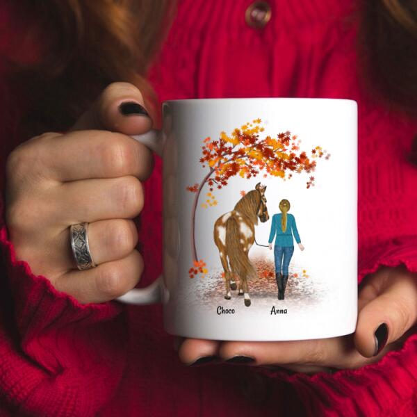 Reiten Frau unter dem Baum - personallisierte Tasse - MyMagicMemory DE