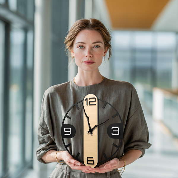 Zeitwerk Handgefertigte Wanduhr aus Echtholz