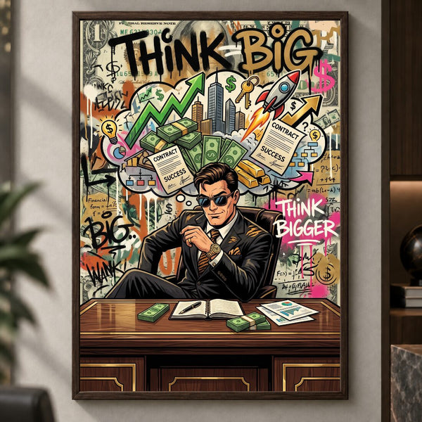 Think Big Poster – Motivation Graffiti Kunstdruck fürs Büro