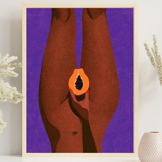 Frucht der Lust – Boho Akt Poster in Lila & Rostbraun