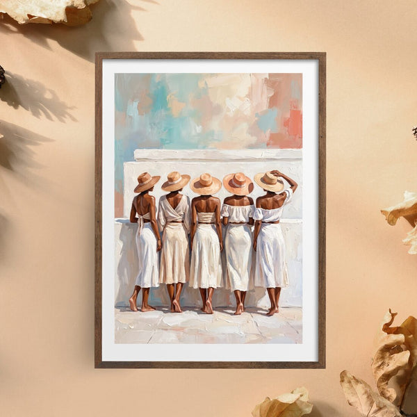 Frauen am Meer Poster – malerischer Kunstdruck in Pastell