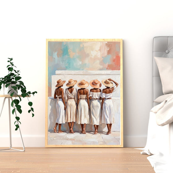 Frauen am Meer Poster – malerischer Kunstdruck in Pastell