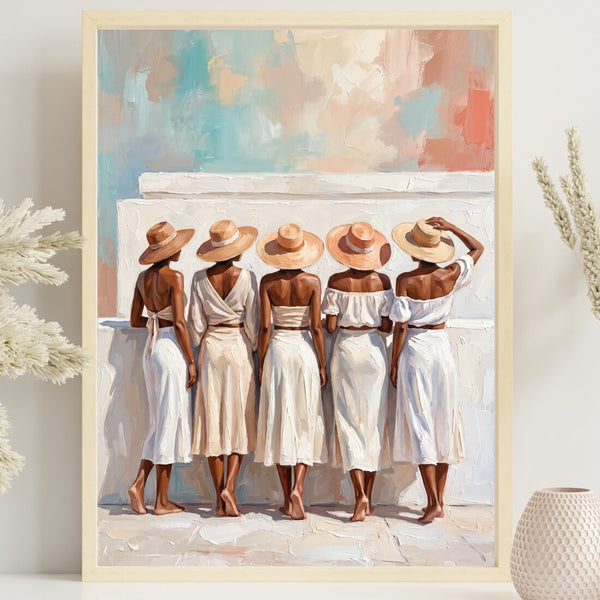 Frauen am Meer Poster – malerischer Kunstdruck in Pastell