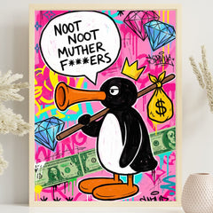 Noot Noot – Pinguin Pop Art Poster im Graffiti Stil