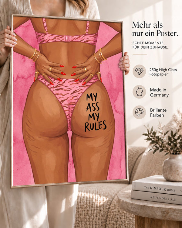 My Ass My Rules Poster – frecher Illustration Kunstdruck in Pink