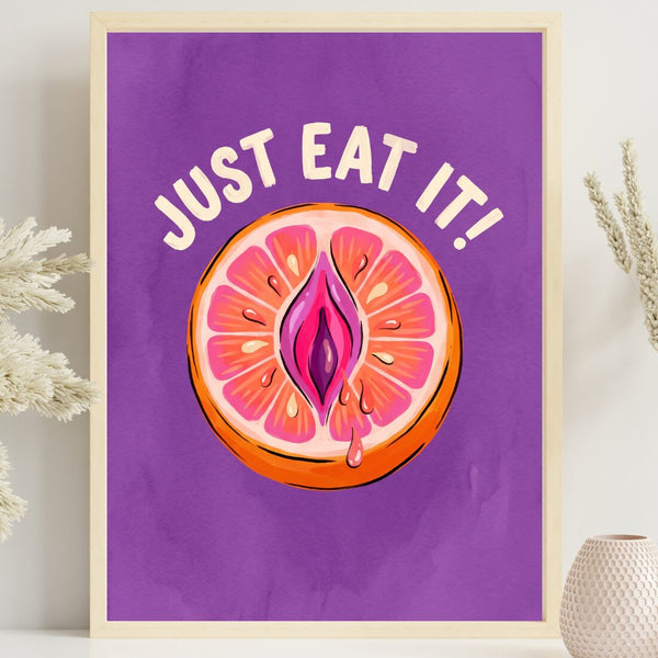 Just Eat It Poster – frecher Boho Kunstdruck in Lila