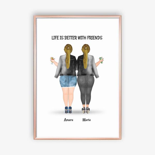 2 Freundinnen Plus Größe Life Is Better with Friends Memory Poster