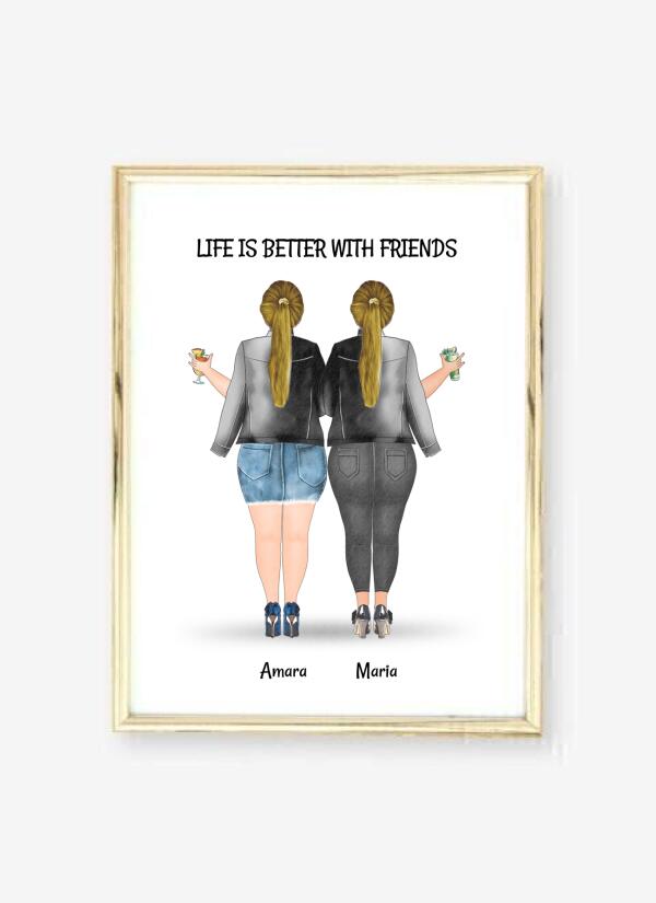 2 Freundinnen Plus Größe Life Is Better with Friends Memory Poster