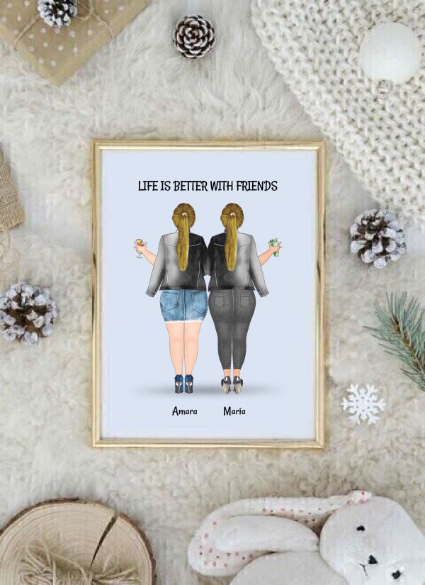 2 Freundinnen Plus Größe Life Is Better with Friends Memory Poster