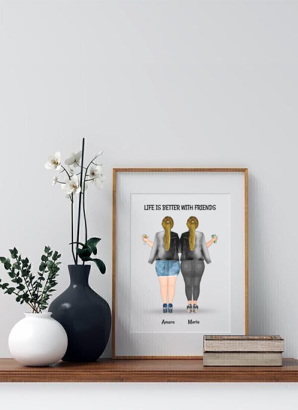 2 Freundinnen Plus Größe Life Is Better with Friends Memory Poster