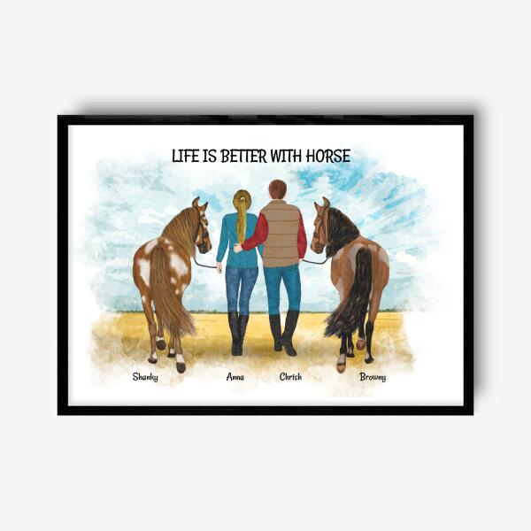 Reiten Paar - personalisiertes Clipart Poster Personalisiert mit Namen