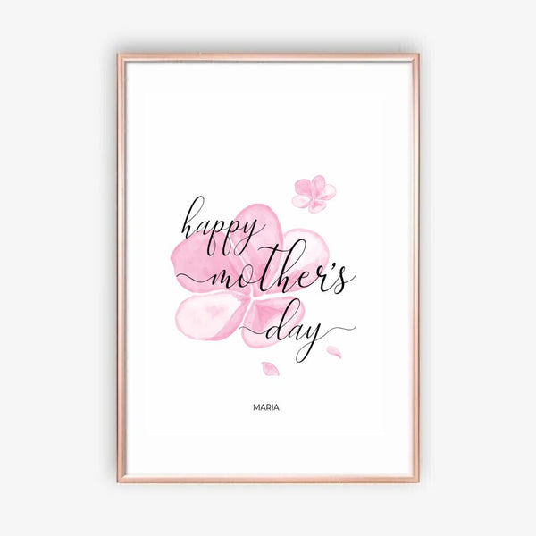 Happy Mother's Day Pink Flowers - personalisiertes Poster