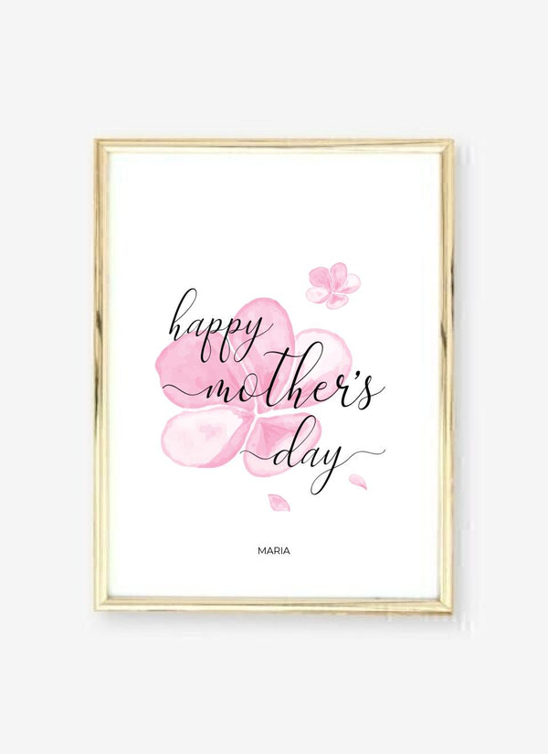 Happy Mother's Day Pink Flowers - personalisiertes Poster