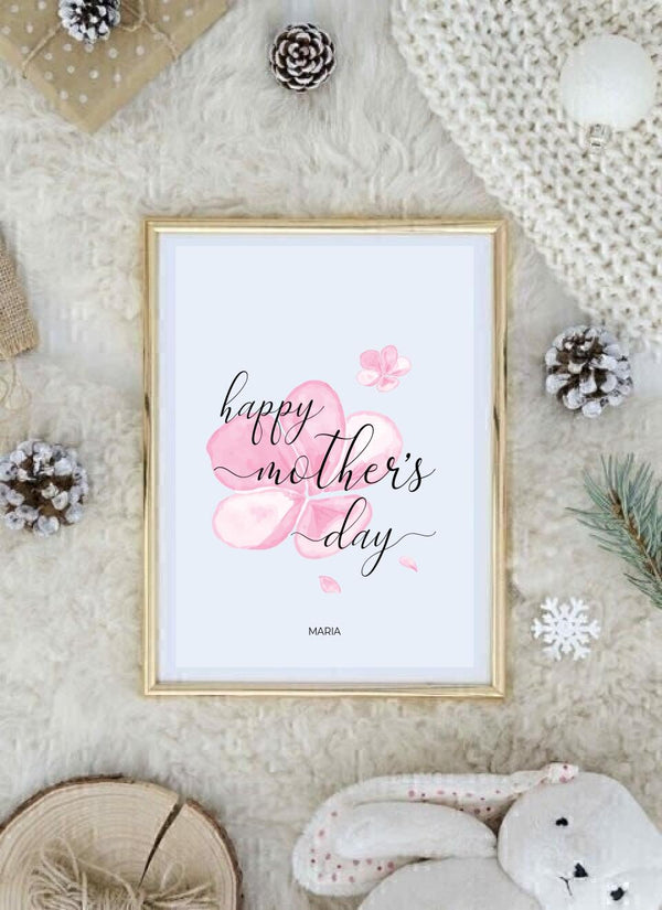 Happy Mother's Day Pink Flowers - personalisiertes Poster