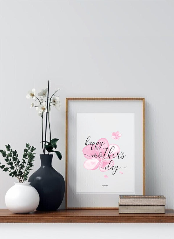 Happy Mother's Day Pink Flowers - personalisiertes Poster