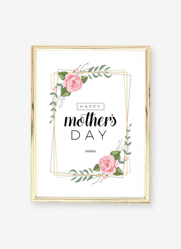 Happy Mother's Day Floral Border - personalisiertes Poster