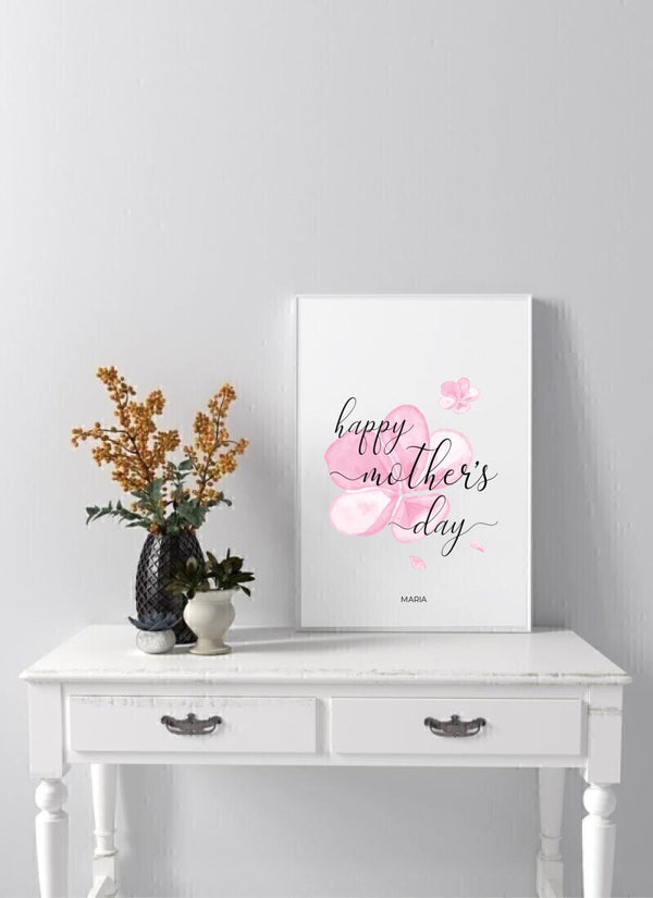 Happy Mother's Day Pink Flowers - personalisiertes Poster