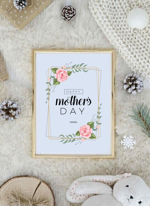 Happy Mother's Day Floral Border - personalisiertes Poster