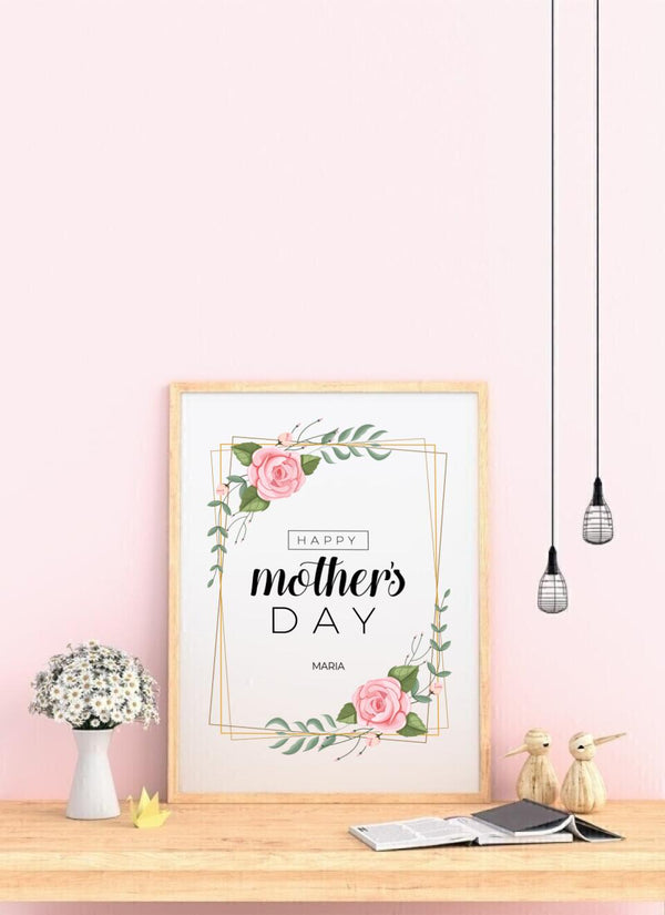 Happy Mother's Day Floral Border - personalisiertes Poster