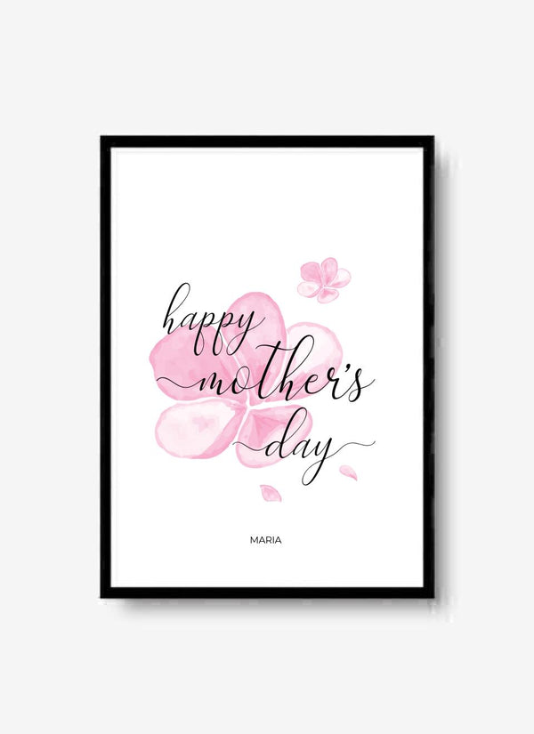 Happy Mother's Day Pink Flowers - personalisiertes Poster