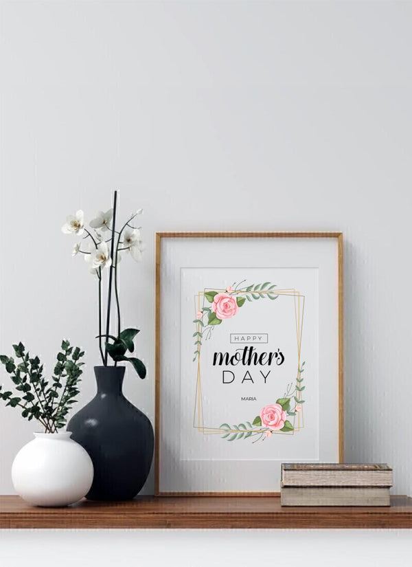 Happy Mother's Day Floral Border - personalisiertes Poster