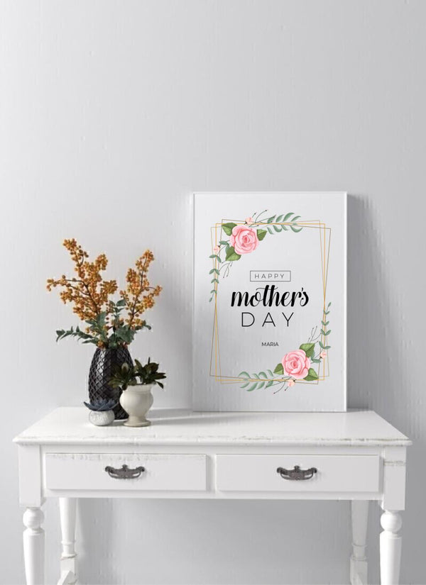 Happy Mother's Day Floral Border - personalisiertes Poster