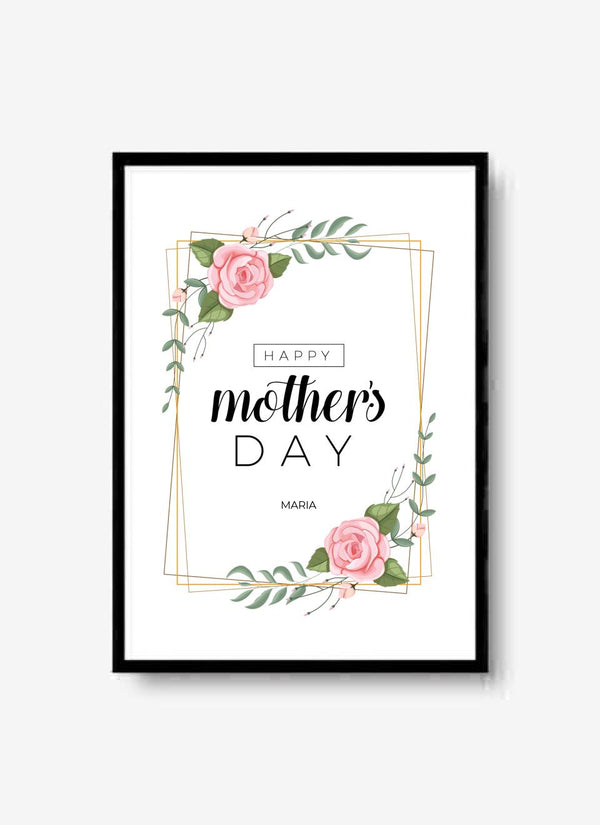 Happy Mother's Day Floral Border - personalisiertes Poster