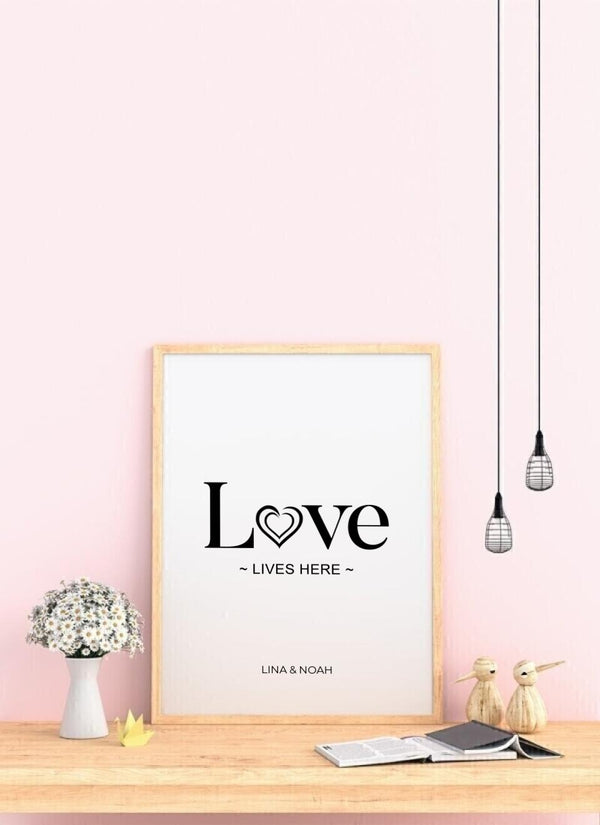 Love Lives Here - personalisiertes Poster