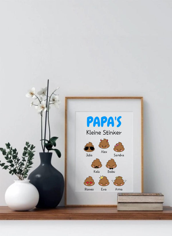 Papas kleine Stinker Clipart Poster bis zu 8 Namen Personalisiert mit Namen