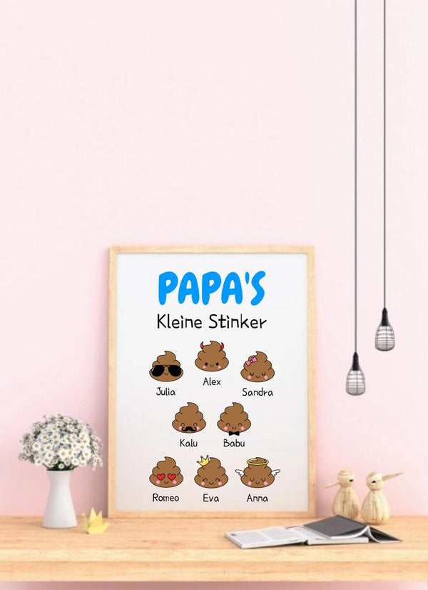 Papas kleine Stinker Clipart Poster bis zu 8 Namen Personalisiert mit Namen