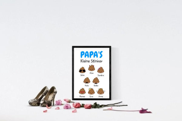 Papas kleine Stinker Clipart Poster bis zu 8 Namen Personalisiert mit Namen