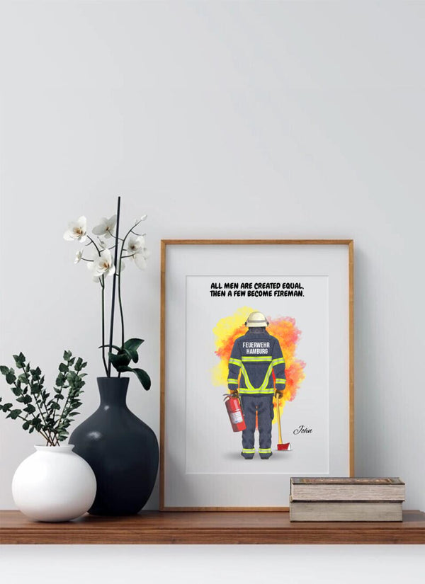 Feuerwehrmann Clipart Poster Personalisiert mit Namen