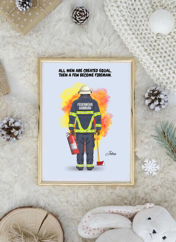 Feuerwehrmann Clipart Poster Personalisiert mit Namen