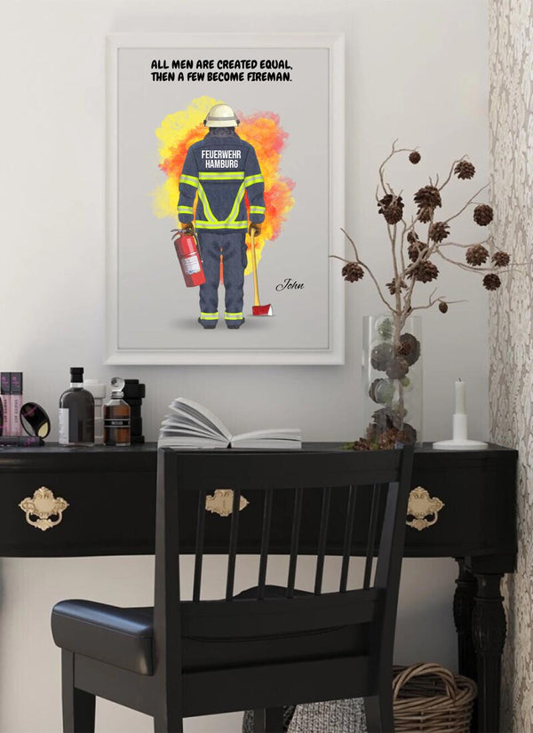 Feuerwehrmann Clipart Poster Personalisiert mit Namen