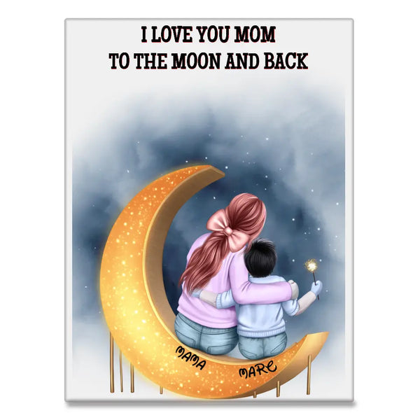 Personalisiertes Acrylglas To the moon and back - Mama mit Kind