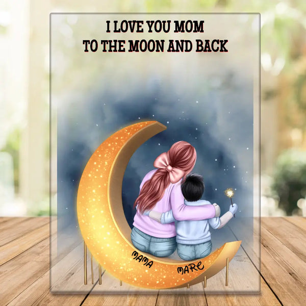 Personalisiertes Acrylglas To the moon and back - Mama mit Kind