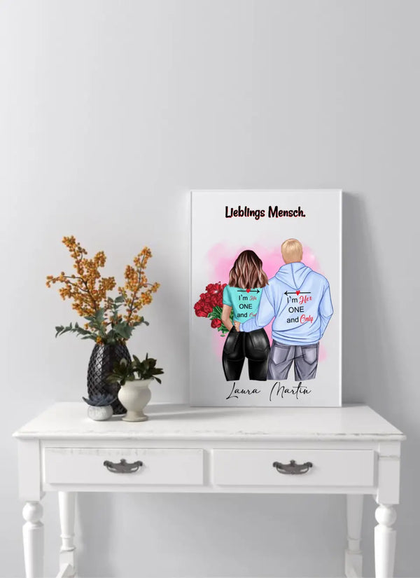 Personalisiertes Paar mit Rosen Poster Clipart Personalisiert mit Namen