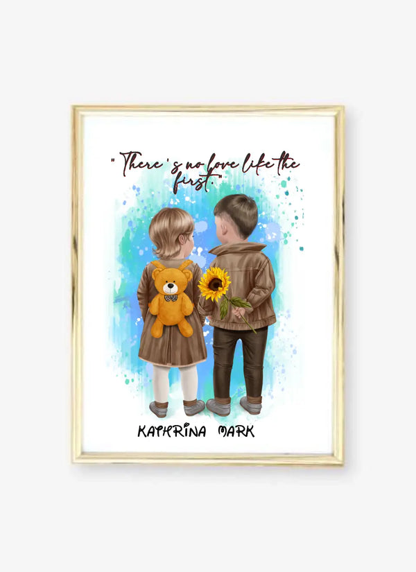 Kindergarten Freunde, Geschwister, First Love Clipart Poster mit Namen