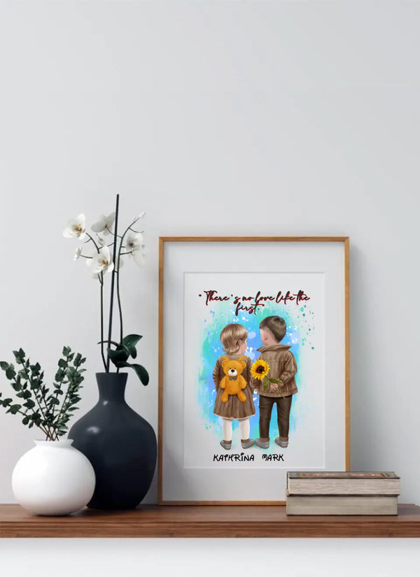 Kindergarten Freunde, Geschwister, First Love Clipart Poster mit Namen