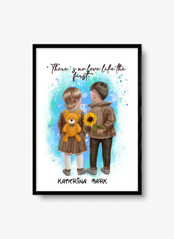 Kindergarten Freunde, Geschwister, First Love Clipart Poster mit Namen