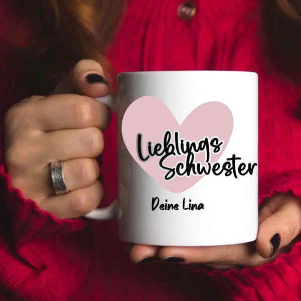 Spruchtasse Lieblings Schwester Personalisiert mit Namen Tasse