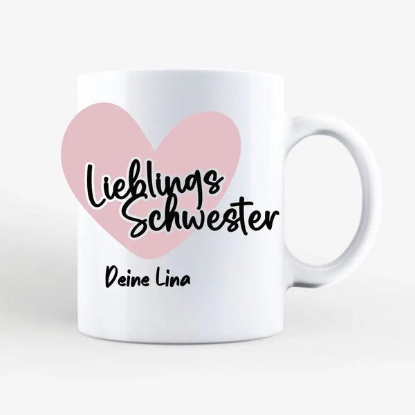 Spruchtasse Lieblings Schwester Personalisiert mit Namen Tasse