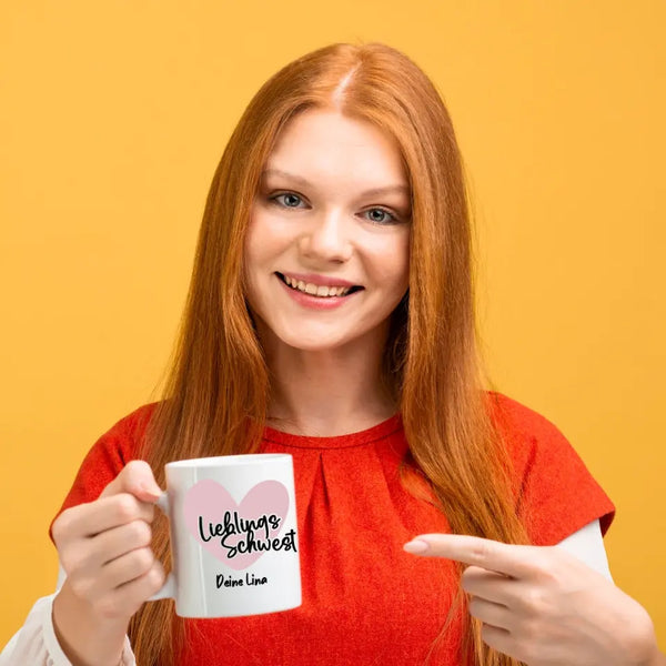 Spruchtasse Lieblings Schwester Personalisiert mit Namen Tasse