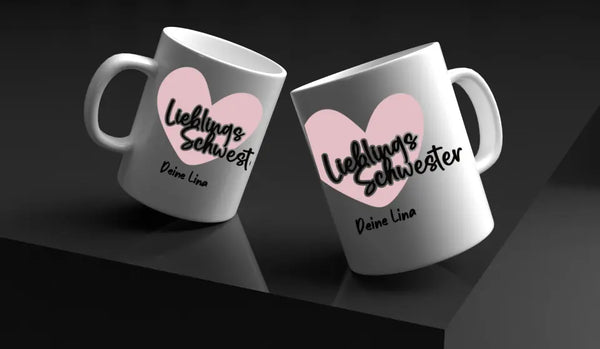 Spruchtasse Lieblings Schwester Personalisiert mit Namen Tasse