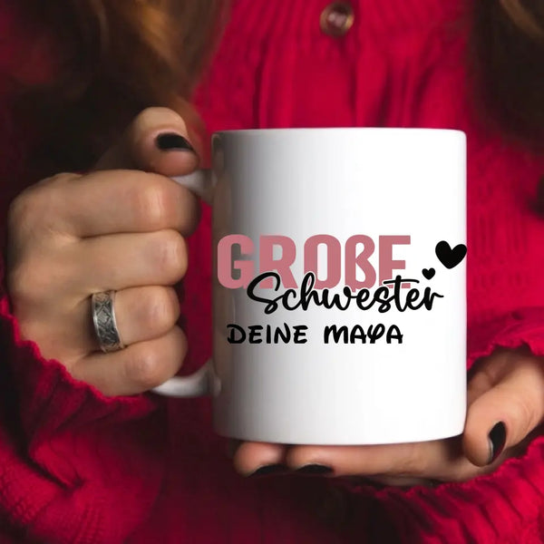 Personalisierte Spruch Tasse Große Schwester mit Namen