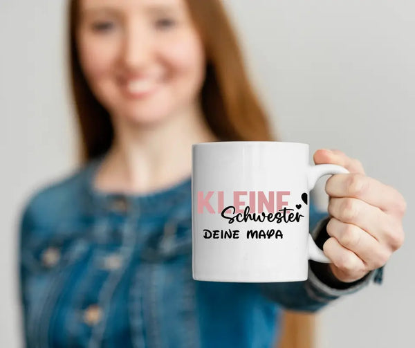 Personalisierte Spruch Tasse Kleine Schwester mit Namen